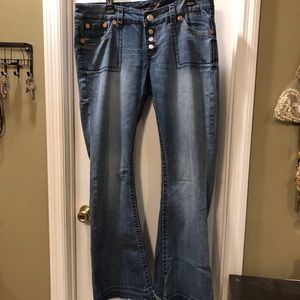 Vintage style flare faded jeans